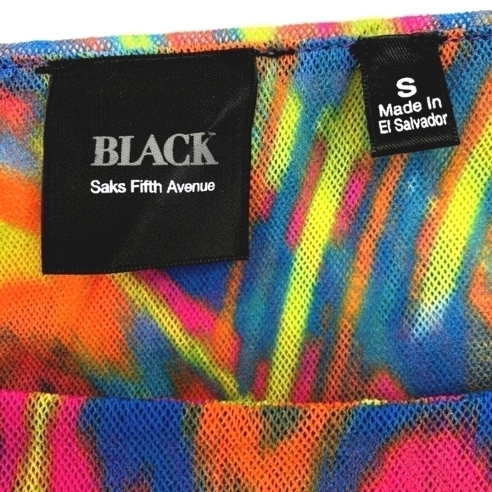 Saks Fifth Ave Women’s S Multicolored Nylon Boat Neck Short Sleeve Rainbow Top - Picture 5 of 8